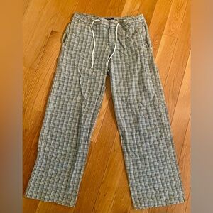 AE American Eagle Outfitters Olive Green Plaid Drawstring Lounge Pants